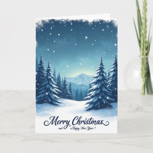 Kerstdagkaart met altijdgroen bos kaart (Voorkant)
