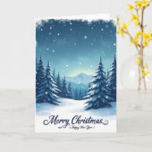 Kerstdagkaart met altijdgroen bos kaart (Gele Bloem)
