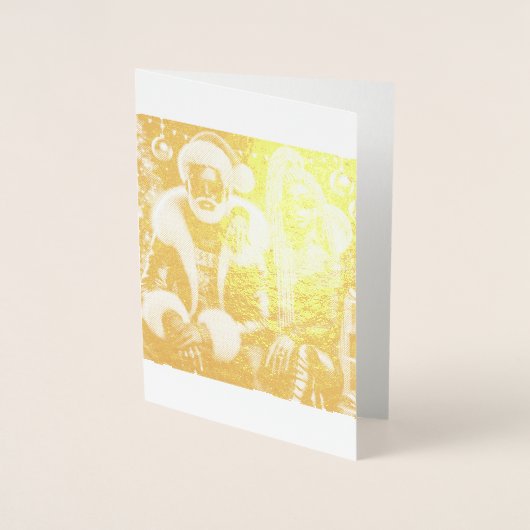 Kerstdagkaart voor meneer en mevrouw Kerstman Folie Kaarten (Voorkant)