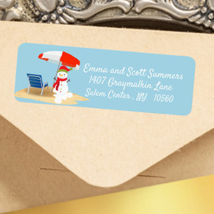 Kerstdagverblijf Tropisch Snowman Adres Etiket