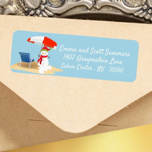 Kerstdagverblijf Tropisch Snowman Adres Etiket