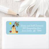 Kerstdagverblijf Tropisch Snowman Adres Etiket (Insitu)