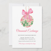 Kerstdagversiering Roze Strik Ornament Uitwisselin Kaart (Voorkant)