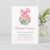 Kerstdagversiering Roze Strik Ornament Uitwisselin Kaart (Staand voorkant)