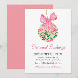 Kerstdagversiering Roze Strik Ornament Uitwisselin Kaart