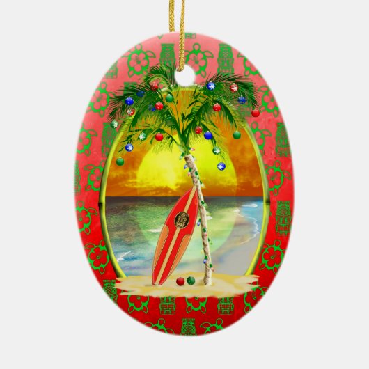 Kerstdagzonsondergang Keramisch Ornament (Achterkant)