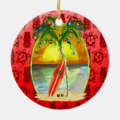 Kerstdagzonsondergang Keramisch Ornament (Achterkant)