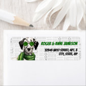 KerstDalmatiaan in een zonnebril met naam Etiket (Insitu)