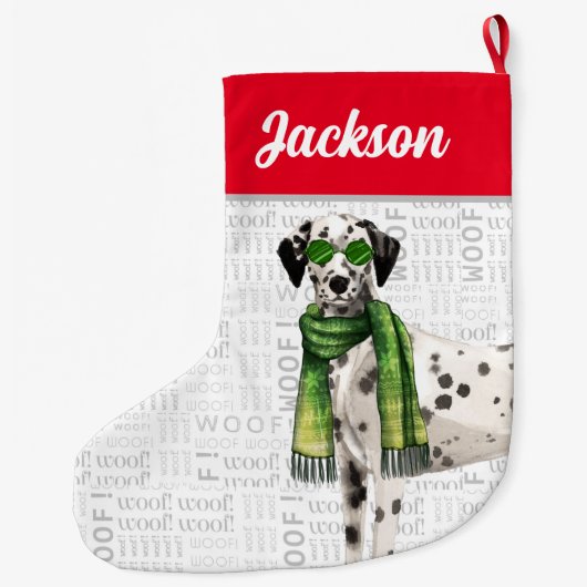 KerstDalmatiaan met de naam Dog Grote Kerstsok (Achterkant)