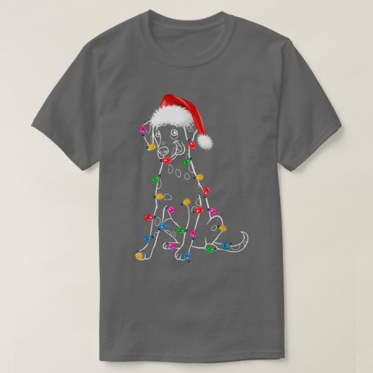 KerstDalmatiaan met een Lights Santa Hat XMAS Fun T-shirt (Design voorkant)