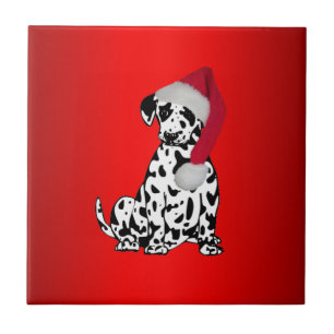 Kerstdalmatiaans rood tegeltje