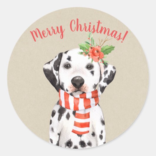 Kerstdalmatian Dog Country Holiday Custom Ronde Sticker (Voorkant)
