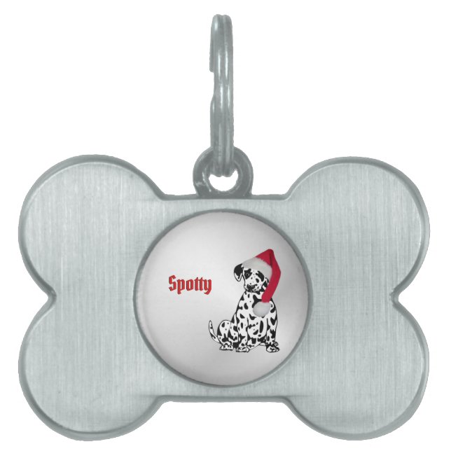 KerstDalmatian Silver Name Huisdieren Naamplaatje (voorkant)