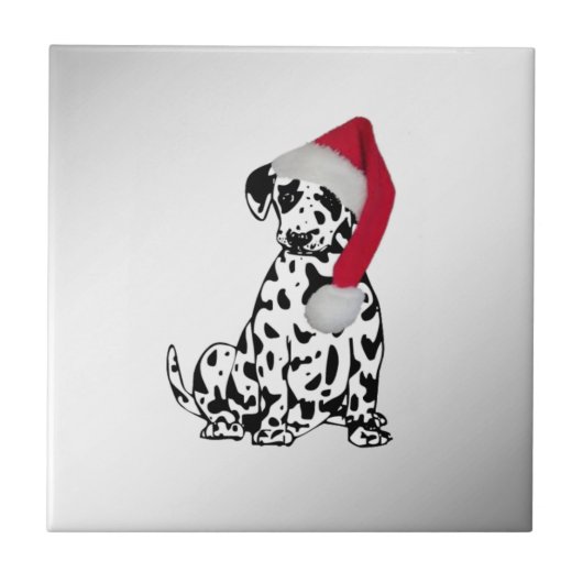 KerstDalmatian Silver Tegeltje (Voorkant)
