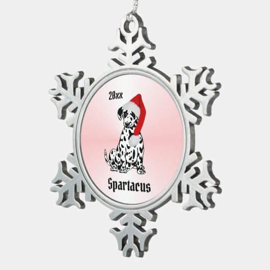kerstDalmatiër gepersonaliseerd Tin Sneeuwvlok Ornament (Rechts)