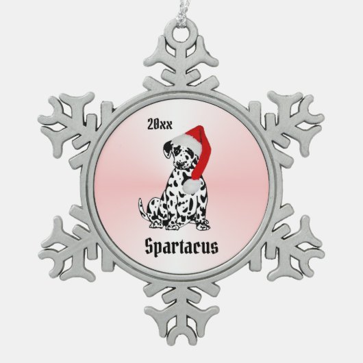 kerstDalmatiër gepersonaliseerd Tin Sneeuwvlok Ornament (Voorkant)