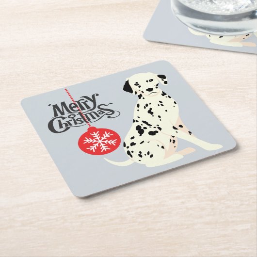 Kerstdalmatiër Kartonnen Onderzetters (Schuin)