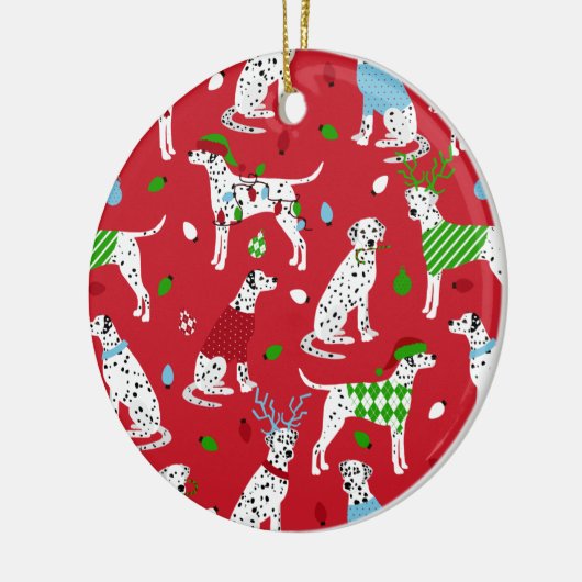 Kerstdalmatiër Keramisch Ornament (Links)