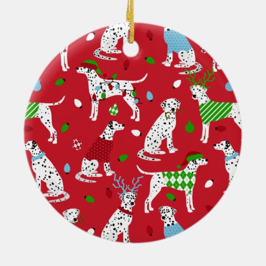 Kerstdalmatiër Keramisch Ornament (Achterkant)