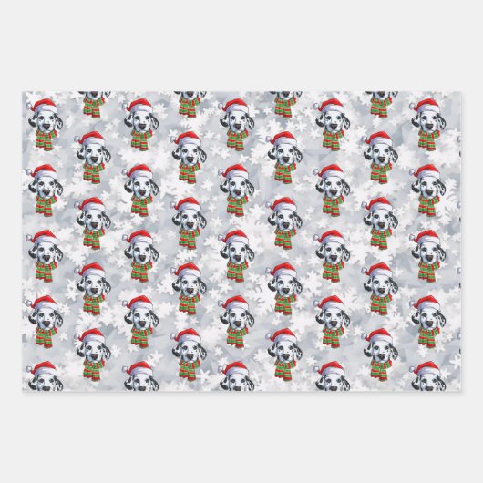 Kerstdalmatiër met kerstkerstkerstkerstkerstman me inpakpapier vel (Voorkant)