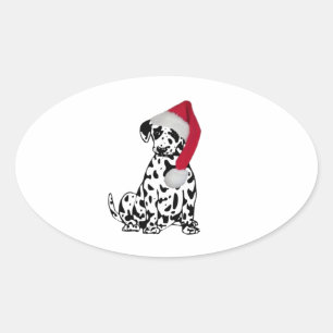 Kerstdalmatiër Ovale Sticker