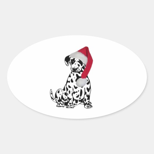 Kerstdalmatiër Ovale Sticker (Voorkant)