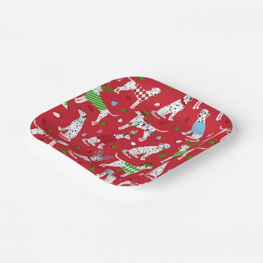 Kerstdalmatiër Papieren Bordje (Gebogen)