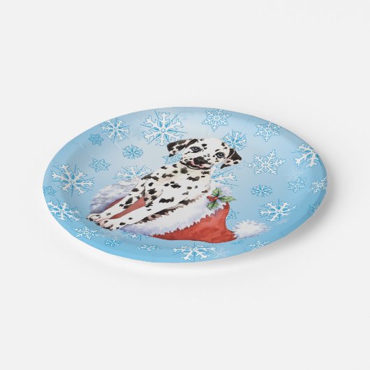 Kerstdalmatiër Papieren Bordje (Gekanteld)