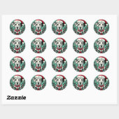 Kerstdalmatiër Ronde Sticker (Vel)
