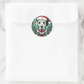 Kerstdalmatiër Ronde Sticker (Tas)