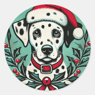 Kerstdalmatiër Ronde Sticker