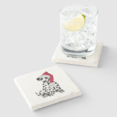 Kerstdalmatiër Stenen Onderzetter (Zijkant)