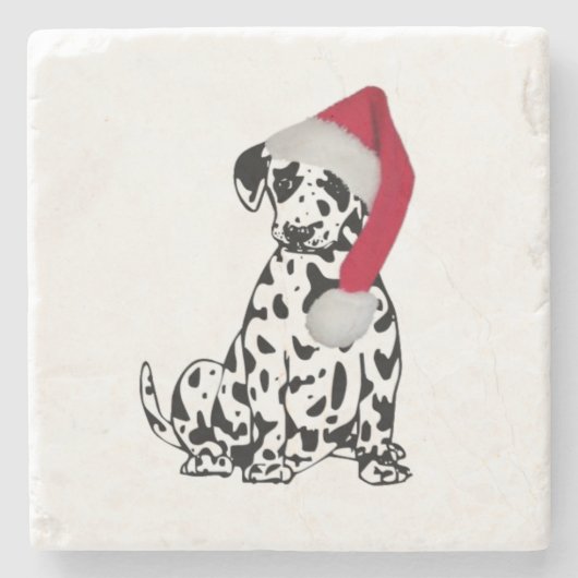Kerstdalmatiër Stenen Onderzetter (Voorkant)