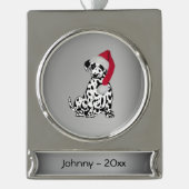 kerstDalmatische persoonlijke datum Verzilverd Banner Ornament (Voorkant)