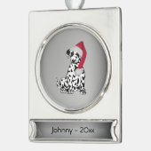 kerstDalmatische persoonlijke datum Verzilverd Banner Ornament (Links)