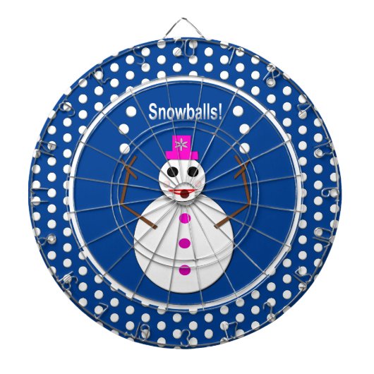 Kerstdame Juggling Snowball Funny Dartbord (Voorkant)