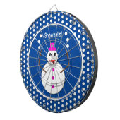 Kerstdame Juggling Snowball Funny Dartbord (Voorkant Rechts)