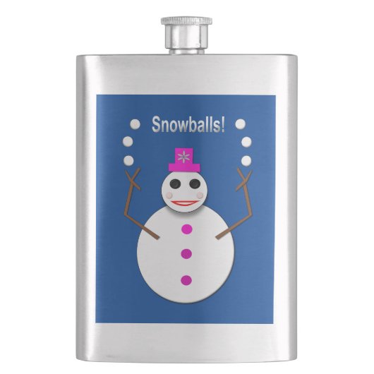 Kerstdame Juggling Snowball Funny Flacon (Voorkant)