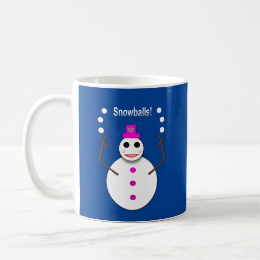 Kerstdame Juggling Snowball Funny Koffiemok (Links)