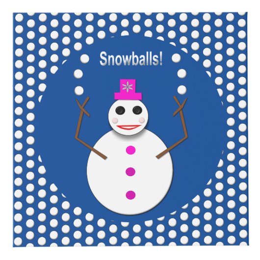 Kerstdame Juggling Snowball Funny Kubus (Rechts)