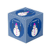 Kerstdame Juggling Snowball Funny Kubus (Voorkant hoekig)