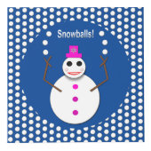 Kerstdame Juggling Snowball Funny Kubus (Voorkant)