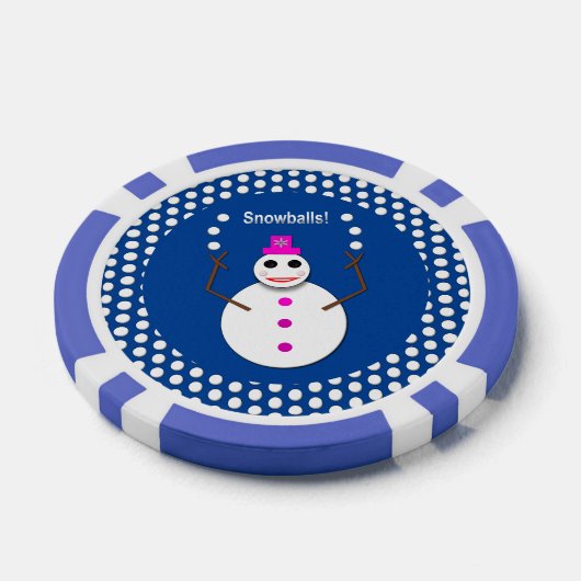 Kerstdame Juggling Snowball Funny Poker Chips (Enkel)