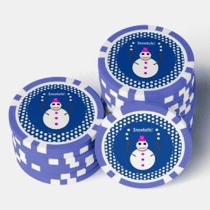 Kerstdame Juggling Snowball Funny Poker Chips