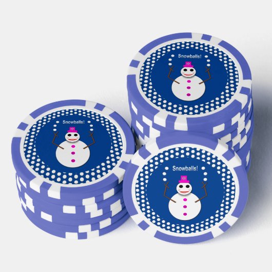Kerstdame Juggling Snowball Funny Poker Chips (Opstapeling)