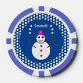 Kerstdame Juggling Snowball Funny Poker Chips (Voorkant)