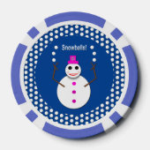 Kerstdame Juggling Snowball Funny Poker Chips (Achterkant)
