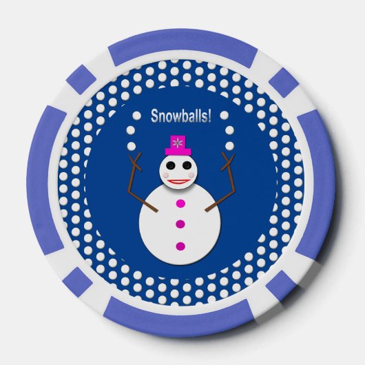 Kerstdame Juggling Snowball Funny Poker Chips (Achterkant)