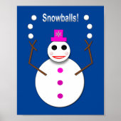 Kerstdame Juggling Snowball Funny Poster (Voorkant)
