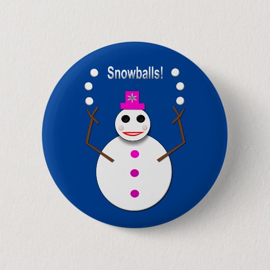 Kerstdame Juggling Snowball Funny Ronde Button 5,7 Cm (Voorkant)